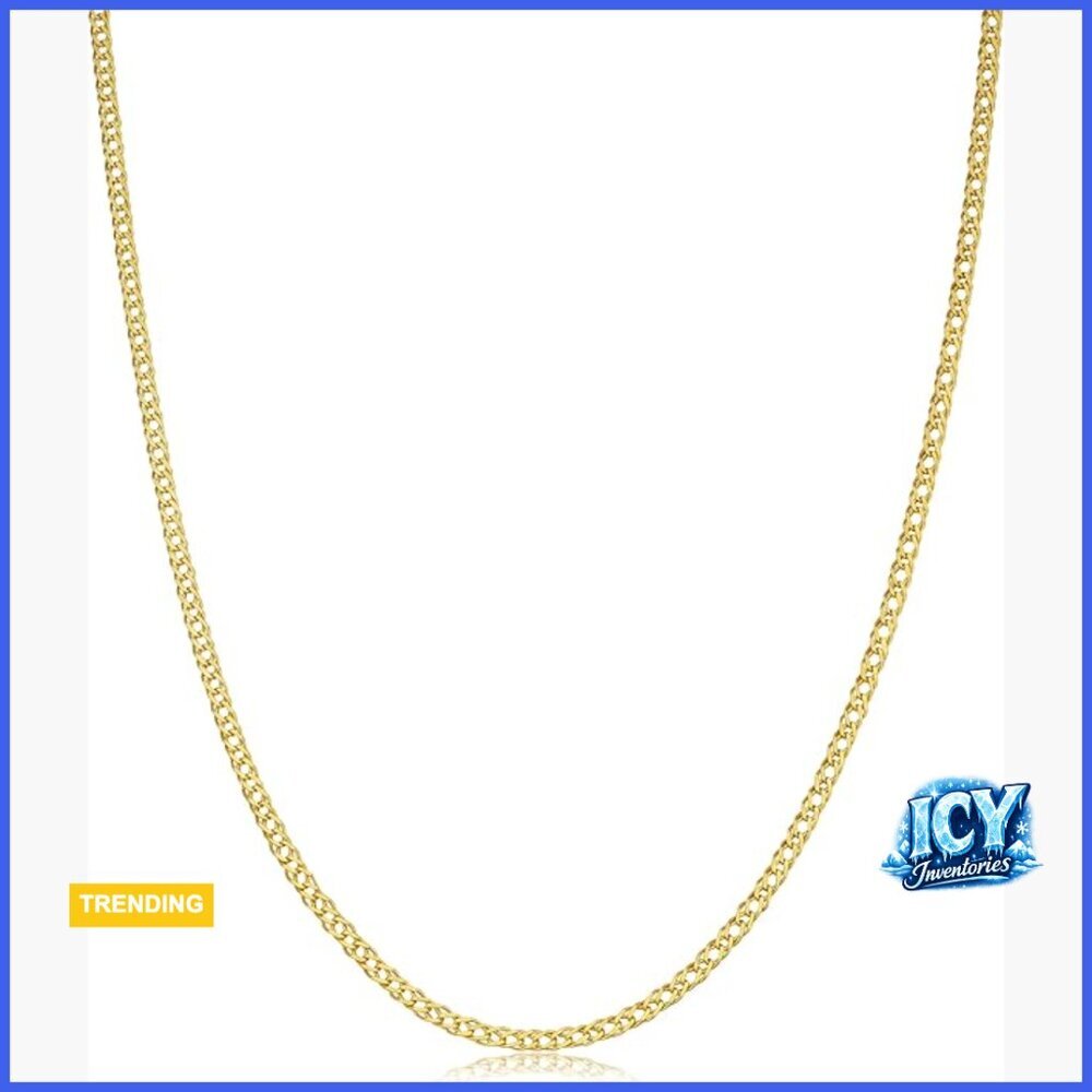 10k Yellow Gold 2mm Weave Curb Chain Necklace